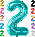 KatchOn Aqua Blue Number 2 Balloon - 40 Inch | Teal 2 Balloon Number, 2nd Birthday Decorations