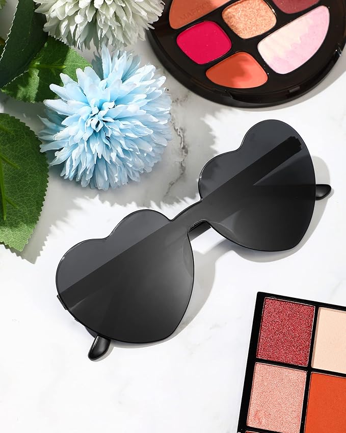 Photect 12 Pair Heart Shaped Sunglasses Neon Color Transparent Heart Glasses for Women Party Favor