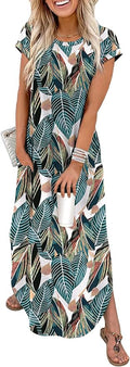 WIHOLL Summer Dresses Cap Sleeve Crewneck Maxi Long Casual Dress with Pockets Beach Vacation Sundresses 2026 Trendy