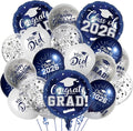 Navy Blue and Silver Graduation Balloons Graduation Decorations 2026, 51Pcs Grad Latex Balloons and Grad Foil Balloon with Confetti Ribbons Grad Party Decorations for College High School