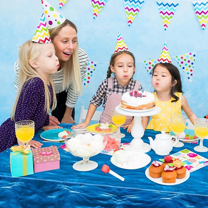 OHOME 2 Pack Beach Party Decorations - Ocean Waves Plastic Tablecloth for Pool Party Decorations - Sea Water Print Table Cover for Summer Birthday Beach Theme Blue Backdrop Banner