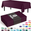 Exquisite Party Solids 6-Pack Premium Plastic Tablecloth 54in. x 108in. Rectangle Plastic Table Cover - Plum