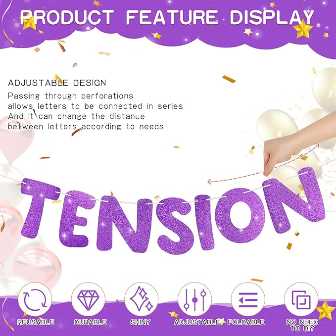 Retirement Banner Pre-Strung Banner Glitter Retirement Party Supplies Decorations for Women Men Office Home Decor (Purple)