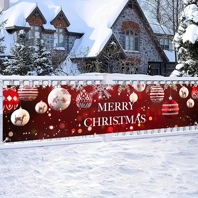 Merry Christmas Banner Christmas Backdrop 78 X 17 Inch Christmas Banner Decorations Christmas Ornament Outdoor Banner For Holiday Decorations Fence Cover Yard Sign Background Photography