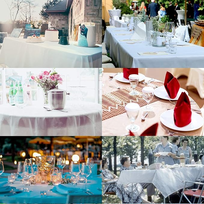 Plastic Tablecloths,Disposable Tablecovers,Baby Shower Party Tablecovers,Table Cloths for Picnic Birthday Wedding Parties 8 ft Rectangle Table Use,54 x 108 Inches,2 Pack,Light Blue,Silver.