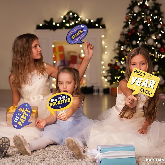 KatchOn, New Years Photo Booth Props 2026 with Bye Bye 2025 - Pack of 35 | New Years Eve Photo Booth Props for Happy New Years Decorations 2026 | New Years Eve Party Supplies 2026 | NYE Decorations