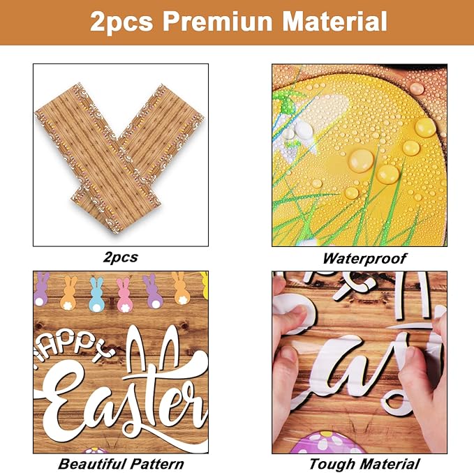 OBUSATT 3PCS Easter Tablecloth Plastic Easter Rustic Wooden Wall Theme Disposable Table Cover Bunny Rabbit Colorful Eggs Rectangular Tablecloth for Spring Party