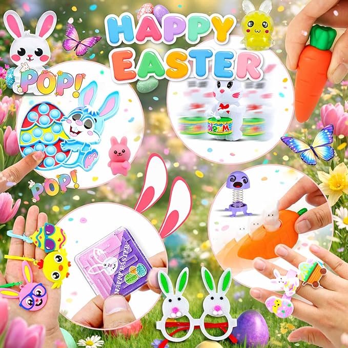 500 PCS Easter Eggs Fillers, Easter Party Favors for Kids Easter Basket Stuffers Fidget Toys Bulk, Classroom Prize Easter Gifts Treasure Box Toys Birthday Goodie Bag Stuffers