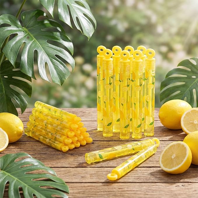 32 Pcs Lemon Bubble Wands Fruit Bubble Wand Party Favors for Adult Summer Activity Birthday Party Goodie Bag Stuffers Gifts Wedding Supplies