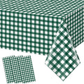 3pcs 54X108inch Dark Green Checkered Tablecloth,Green Gingham Tablecloths Buffalo Plaid Disposable Plastic Table Covers for Birthday Baby Shower Bridal Wedding Party Birthday Decorations
