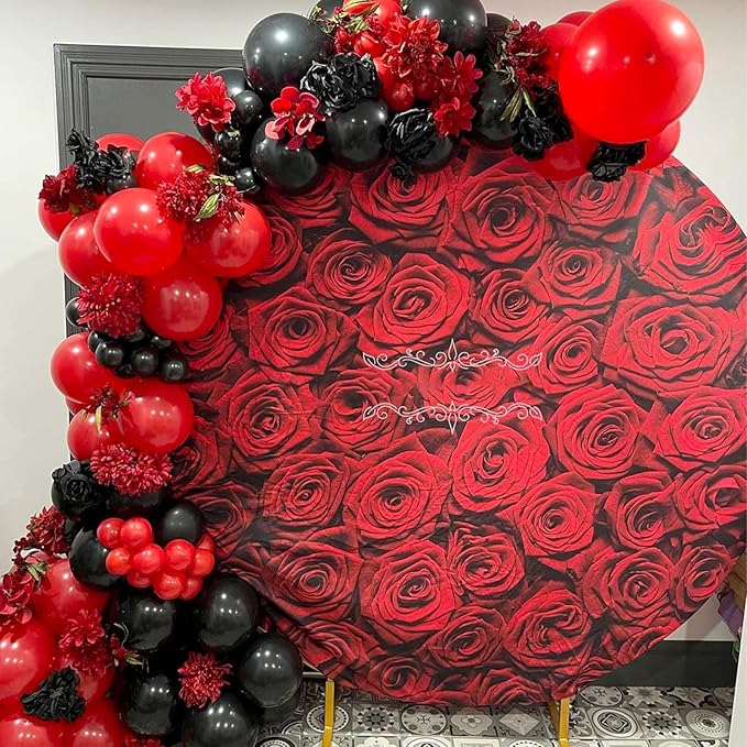 Red Black Gold Balloons Arch Kit 144pcs 18/12/10/5inch Red Black Metallic Gold Latex Balloon Garland for Casino Theme Party Wedding Backdrop New Year Birthday Graduation Hollywood Party Decorations