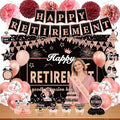 Retirement Party Decorations for Women, Rose Gold Happy Retirement Banner Backdrop Hanging Swirls Party Supplies, Retired Sash Balloons Honeycomb Centerpieces Cupcake Toppers Decor