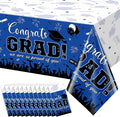 12 Pack Graduation Tablecloth Party Decorations, Class of 2026 Congrats Grad Plastic Tablecover Party Supplies, Blue Rectangle Graduation Table Decorations for College High School Party, 54 x 108 Inch