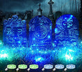 3 Pcs Halloween Tombstones Decoration with Green Lights, Blue Lights, Plastic RIP Grave Yard Signs Outdoor Garden Party Decor