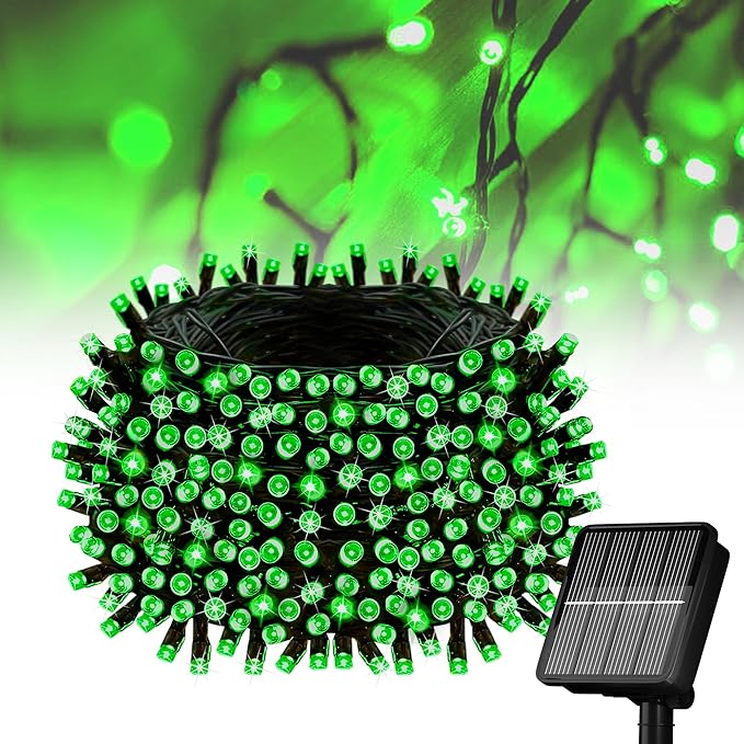 Solar String Lights for Outside, 39Ft 100 LED Solar String Lights Outdoor with 8 Modes，Solar Lights for Outside Waterproof for Yard, Fence,Balcony, Party,Christmas Tree Decorations (Green)