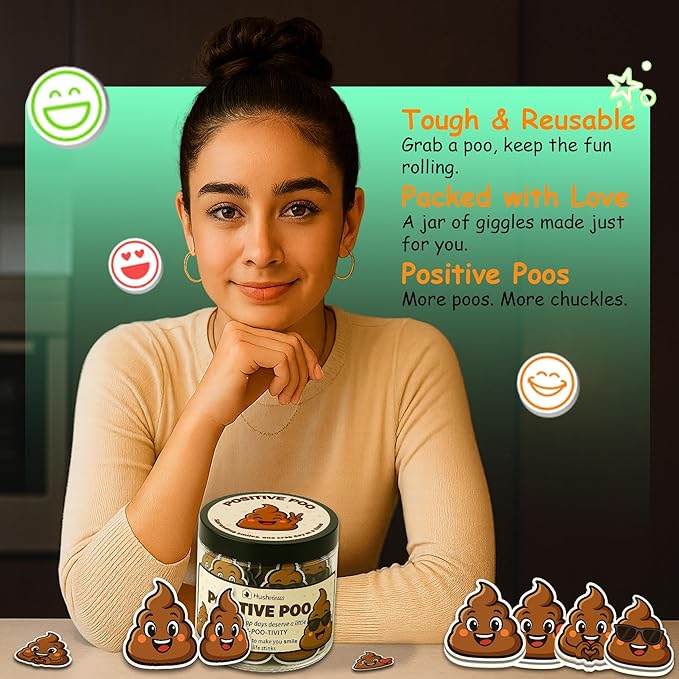 Positive Poo Affirmation Jar – Easter Basket Stuffers for Teens & Adults - 60 Funny Affirmation Cards, Uplifting Daily Positivity Jar, Cute Gag Gifts for Women, Teens, Men, Unique Self-Care Inspirational Gifts, Birthday & Office Decor - Easter Basket S...