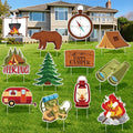 Amyhill 12 Pcs Spring Camping Yard Signs Decoration Happy Camper Decorations for Outdoor with Stakes Waterproof Decor Adventure for Summer Festive Holiday Party Patio Lawn Walkway Decorations