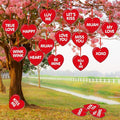 Rtteri 30 Pieces Valentine's Day Outdoor Hanging Heart Ornaments 6 Inch Romantic Conversation Hearts Double-Sided Plastic Lawn Heart Hanging Decor for Valentine Wedding Porch Tree Yard Lawn Decor