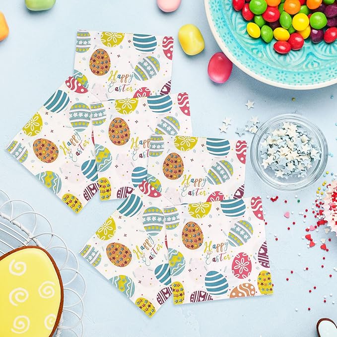 40 Pack Easter Plates and Napkins Party Supplies Set, Easter Egg Disposable Paper Dinner Plates and Napkins for Spring Party Supplies Decorations Serves 20 Guests