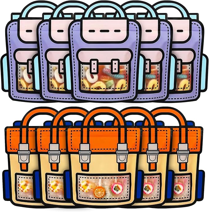 Muitcdo 30 PCS Bulk Gift Goodie Bags for Kids Birthday Party, Small Children Party Favor Bags with Stand-up Bottom, Grip Seal Students Cute Treat Snack Candy Bags for Back to School, Classroom, Travel