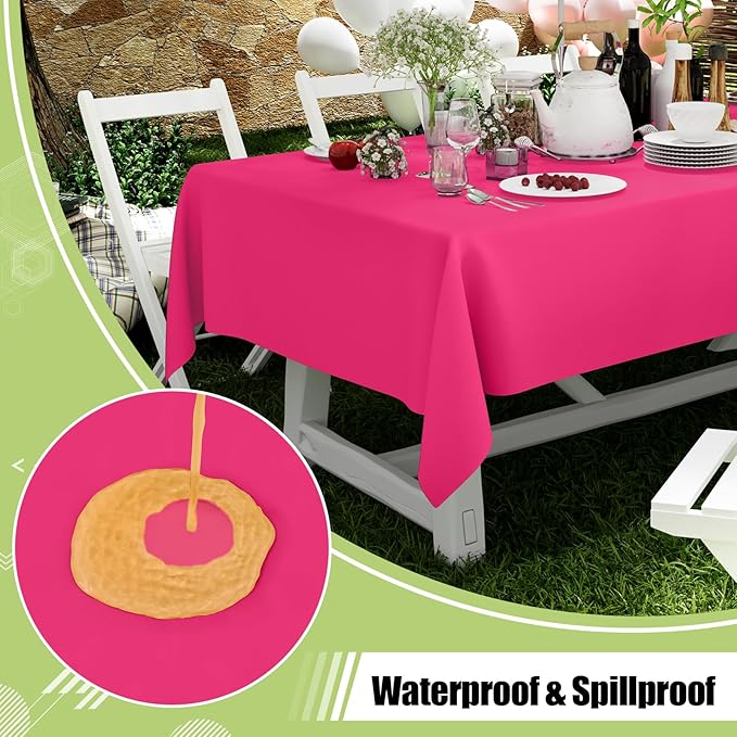 Smiry Disposable Table Cloth - 15 Pack, 54 x 108 Inch Waterproof Rectangle Tablecloths for Parties, Decorative Plastic Table Cover, Leakproof & Sturdy, Hot Pink