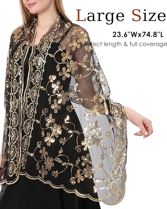 Gossifan Shawls and Wraps for Evening Dresses Sheer Women Elegant Glitter Shawls Soft Sparkly Wedding Bridal Scarf