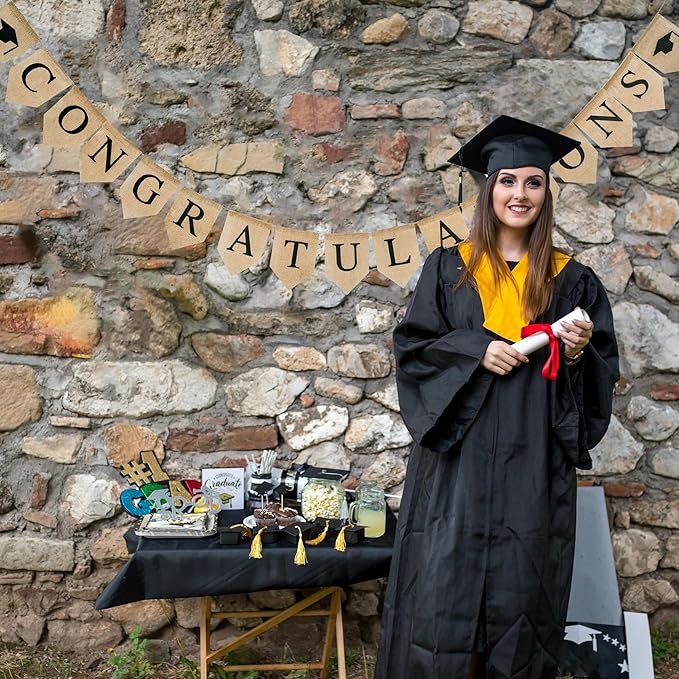 Graduation Burlap Banner 2026 Graduation Decorations Congrats Grad Banner Garland for College High School Grad Party Supplies