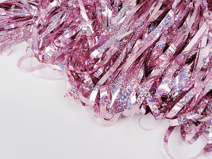 Pink Backdrops Curtains Party Decorations, Tinsel Streamers Birthday Decoration for Sweet 16 Women, Photo Booth Props for Wedding, Princess, 2Pack 3.28X6.56Ft