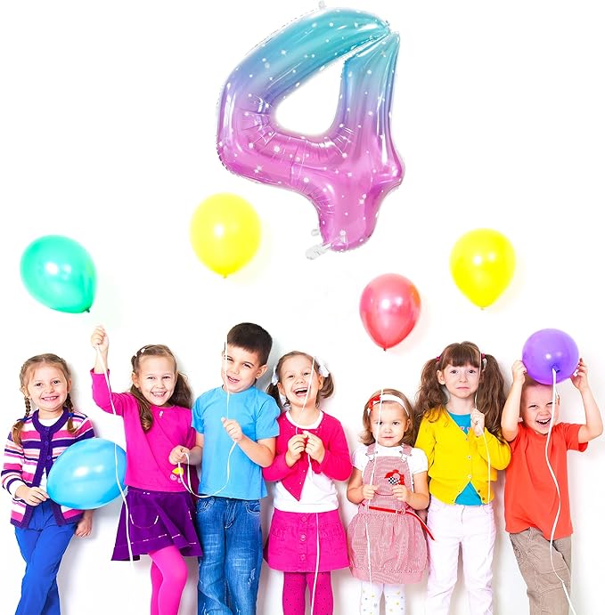 Number 4 Balloon, Large number balloons 40 inch, 4th Birthday Party Decorations Supplies 4 Year Old Birthday Sign Decor