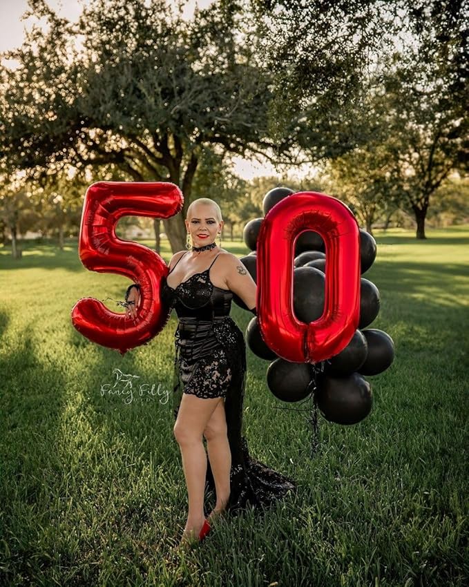 Red 27 Balloons Number, Large Happy 27 Birthday Decoration for Men & Women 2 7 27 72, Foil Number Balloons for Wedding Graduation Celebration Anniversary Supplies