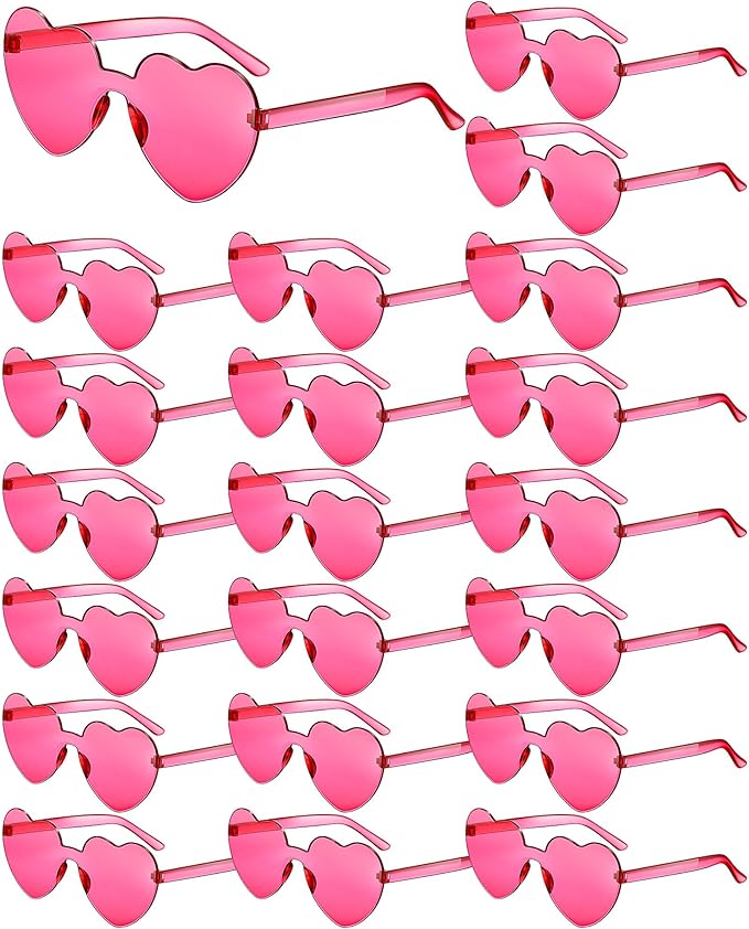 Frienda 20 Pairs Heart Shaped Sunglasses Rimless Candy Color Glasses for Women Men Party Favor