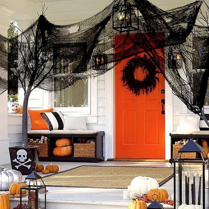 Yunfan 590" x 30" Halloween Creepy Cloth Spooky Halloween Decorations Indoor Outdoor Haunted House Party Decor Supplies Backdrops for Garden,Doorways,Yard,Home,Windows
