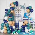 Ocean Theme Balloons Arch Kit, Sea Balloon Garland Arch Kit, Retro Sea Blue Apricot Silver Party Balloons for Ocean Voyage Shark Theme Birthday Party Decorations