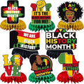 JULMELON 8PCS Black History Month Table Decorations, 3D Double Sided Black History Month Table Centerpieces, African American Black History Month Honeycomb Office Decor for Party
