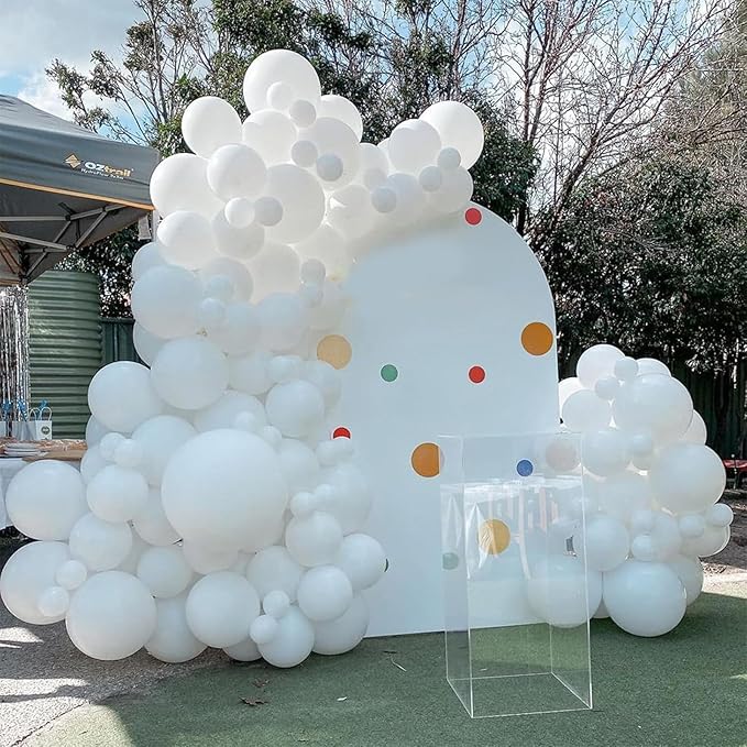 White Balloons 113Pcs Arch Garland Kit 5/10/12/18Inch Matte White Helium Party Balloons Latex for Birthday Engagement Decorations