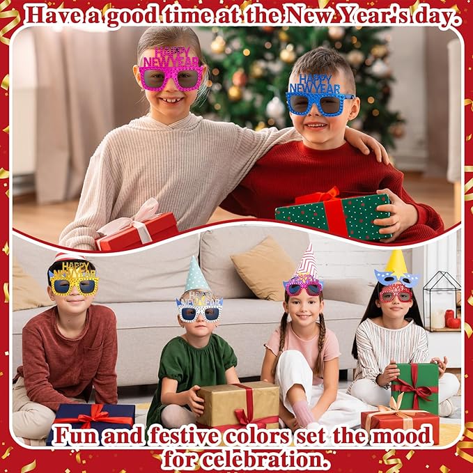 Shappy 6 Pcs 2026 Happy New Year Eyeglasses, Happy New Year Party Favors Sunglasses, Eve Glasses for Women and Men