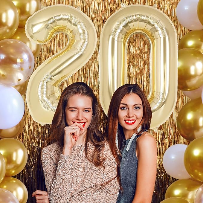Light Gold Number 2 Balloon 40 Inch, Big Large Foil Helium White Gold Number Balloons, Giant Mylar Number 2 Balloons for 2 Year Old Birthday Party Decorations Supplies Anniversary