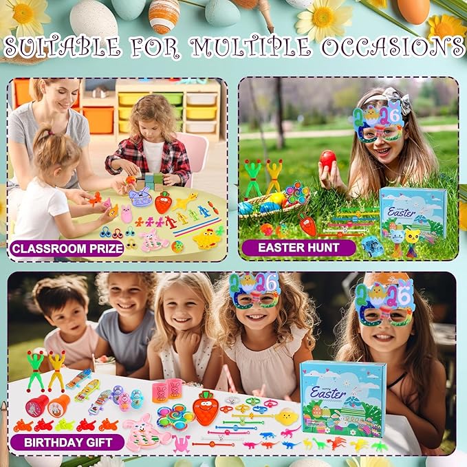 600 Pcs Easter Basket Stuffers for Kids Party Favors,Easter Fillers,Fidget Toys,Bulk Easter Toys,Stocking Stuffers Birthday Gifts,Carnival Treasure Classroom Prizes Box,Pinata Fillers,Easter Egg Hunt