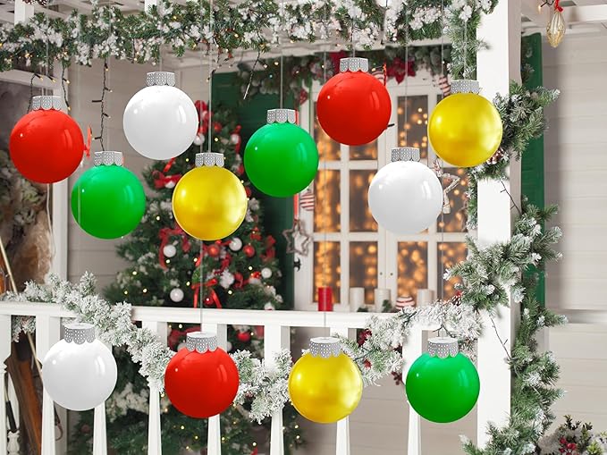 YONTUS 9" Giant Inflatable Christmas Balls, 16 Pcs with 4 Colors, Outdoor Christmas Decorations