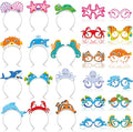 Pajean 24 Pcs Under The Sea Party Supplies Include 12 Ocean Animals Paper Eyeglasses 12 Sea Animals Headbands Photo Booth Props for Beach Pool Mermaid Fish Party Favors Decorations