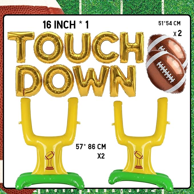 Football Party Decorations & with Football Goalpost Touch Down Letter Banner Foil Balloons for Kids Adults Sports Theme Birthday Major Game Day Tailgating Supplies Season Celebration Supplies