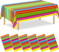 6 Pcs Mexican Party Decorations, 54"X108" Disposable Fiesta Tablecloths, Colorful Mexican Striped Tablecover Plastic Tableware Fiesta Decor for Cinco De Mayo, Taco Night, Mexico Themed Party Supplies