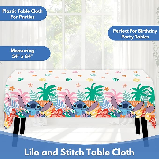 Unique Lilo and Stitch Table Cloth (2 Pack) - Lilo and Stitch Birthday Party Decorations - Officially Licensed - 2 Plastic Table Cloths, Including Checklist