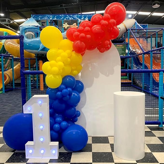 Red Blue Yellow and Gold Balloons Arch Kit 144pcs Carnival Circus Balloon Garland with Confetti Latex Balloons for Baby Shower Wedding Birthday Video Game Cartoon Theme Party Decorations