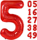 Laser Red 5 Balloon, Number Balloons 40 Inch, 5th Birthday Balloon Decorations, Laser Red Party Supplies, 5 Number Balloons, Number 5 Balloon