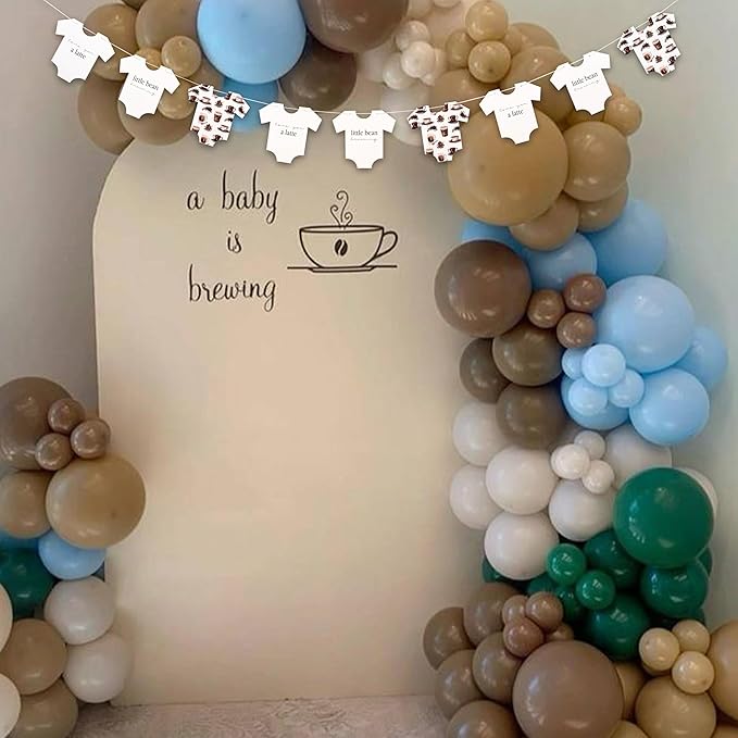 "A Baby is Brewing" Baby Shower Banner - Little Bean Coffee Themed Onesies Clothes for Gender Reveal & Baby Shower Party Decorations Supplies