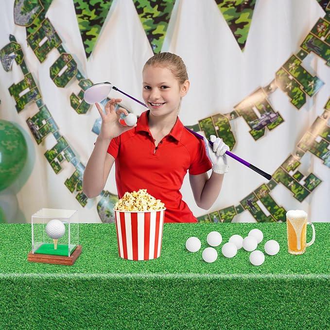 54 x 108 Inch Grass Party Tablecloths Disposable Plastic Green Table Cover for Golf Birthday Party Hole in One Decorations Outdoor Indoor Supplies