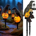 Dazzle Bright 2 Pack Halloween Crow Pathway Lights Outdoor, Solar Powered Resin Crow with Pumpkin Walkway Lights, Stake Light for Halloween Pathway Garden Lawn Yard Gifts Decoration