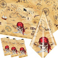 HAKOTI 3Pcs Pirate Tablecloth - Treasure Map Table Cover for Birthday Party Decoration, Navigation and Adventure Supplies - Disposable Beware of the Pirate Theme