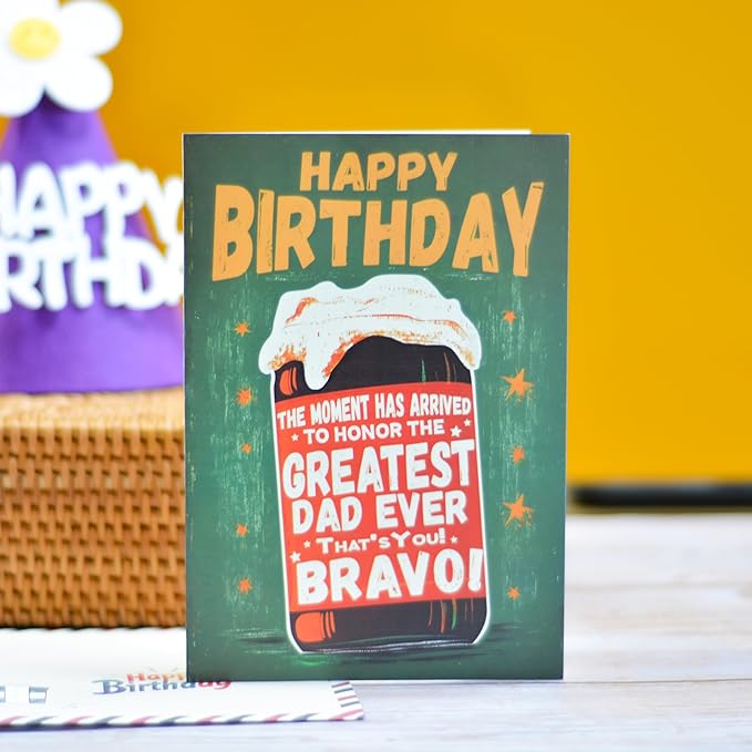 Dad Birthday Card, Birthday Card for Dad with Seal and Envelope, Father Cards from Daughter, Son